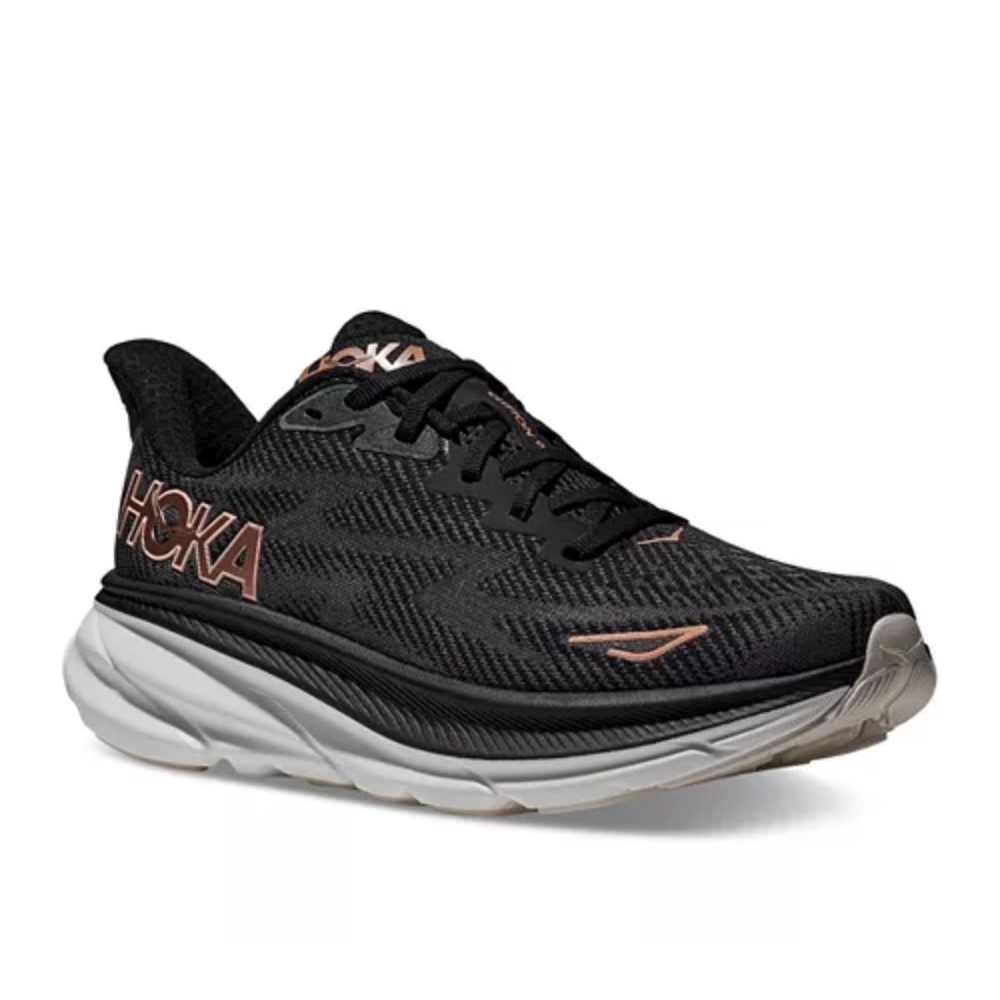 Hoka Women’s Clifton 9 Black and copper Running Shoes